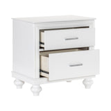 English Elm Modern Bedroom Furniture Two Drawers Nightstand 1 Piece White Finish Acrylic Crystal Drawers Wooden Furniture