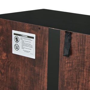 English Elm Tall Walnut Floor Cabinet with Eight Doors Four Compartments for Organized Vertical Storage W1693111252