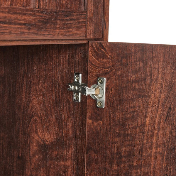 English Elm Tall Walnut Floor Cabinet with Eight Doors Four Compartments for Organized Vertical Storage W1693111252