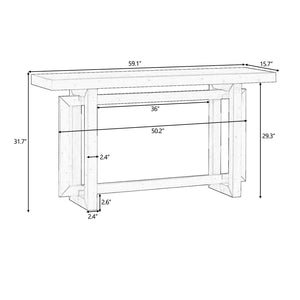 English Elm U_style Geometric Triple Frame Pine Veneer Console Table for Entryway or Living Room Black N711P230809B