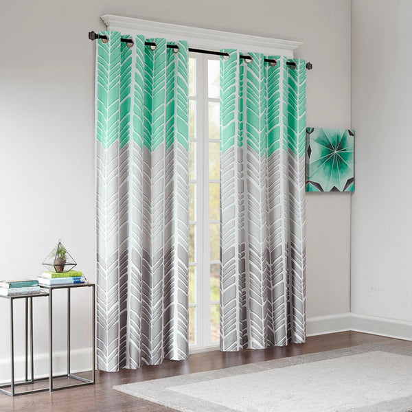 English Elm Printed Total Blackout Curtain Panel - Modern Chevron Design, 100% Light Blocking, Easy Care & Insulation B03596320-GIGA