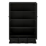 Hearth and Haven Pave 2 Doors Curio Cabinet with Adjustable Shelves and 3 Drawers, Black W1693S00004