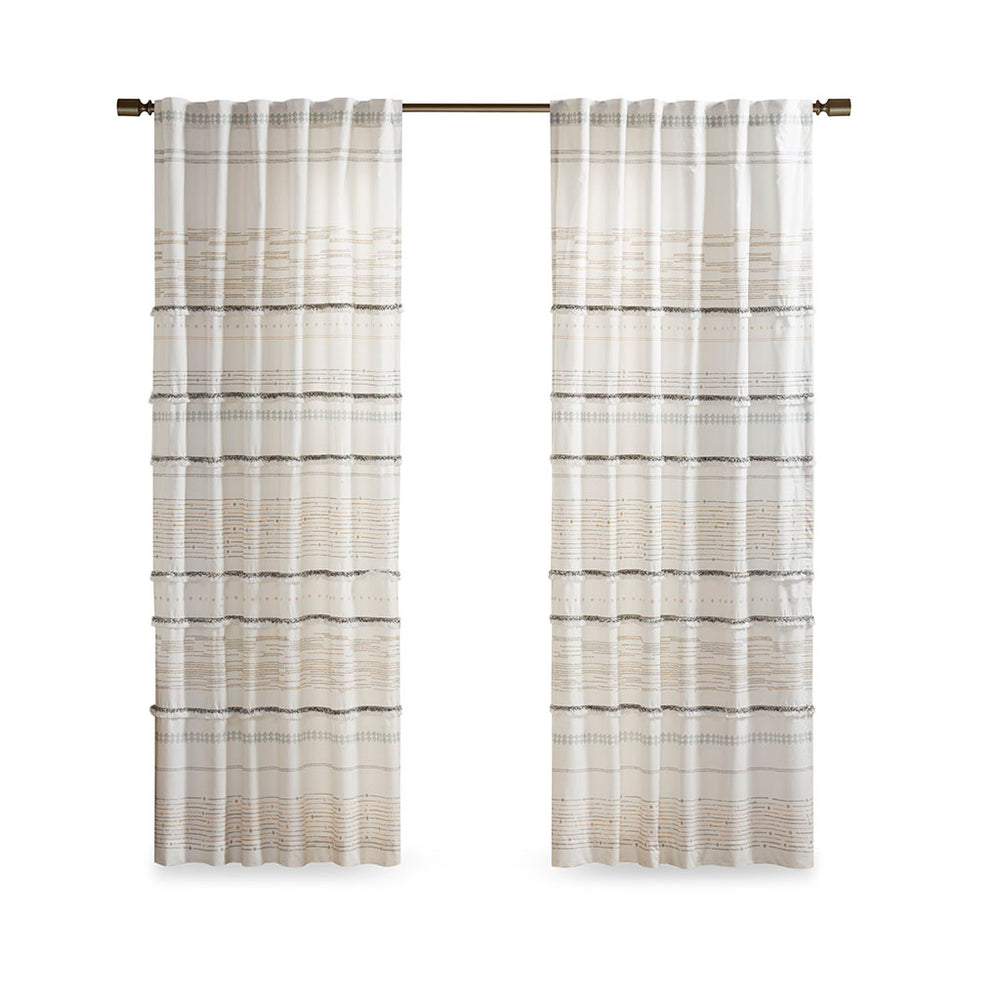 English Elm Cotton Boho Printed Curtain Panel With Tassel Trim, Light Filtering & Easy Hanging Design, 50"X84" B03596631