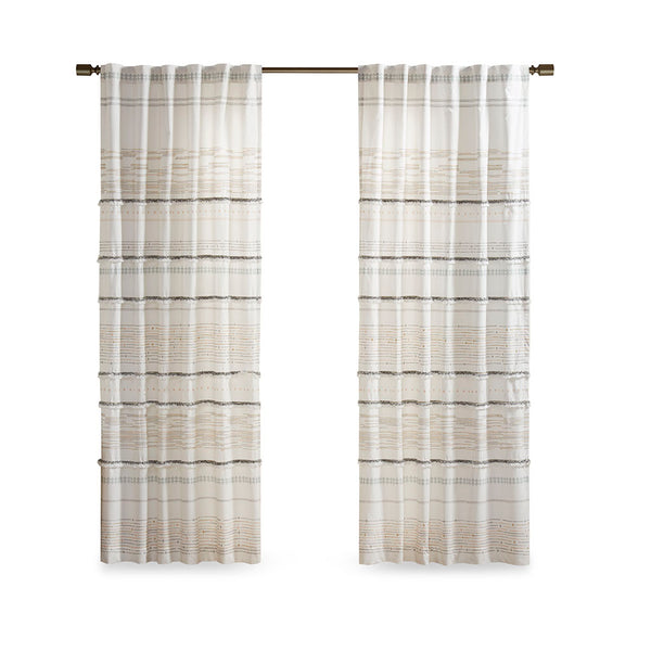 English Elm Cotton Boho Printed Curtain Panel With Tassel Trim, Light Filtering & Easy Hanging Design, 50"X84" B03596631