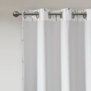 English Elm Total Blackout Modern Metallic Print Grommet Curtain Panel - Light Control, Energy Efficient Design B03596334-GIGA