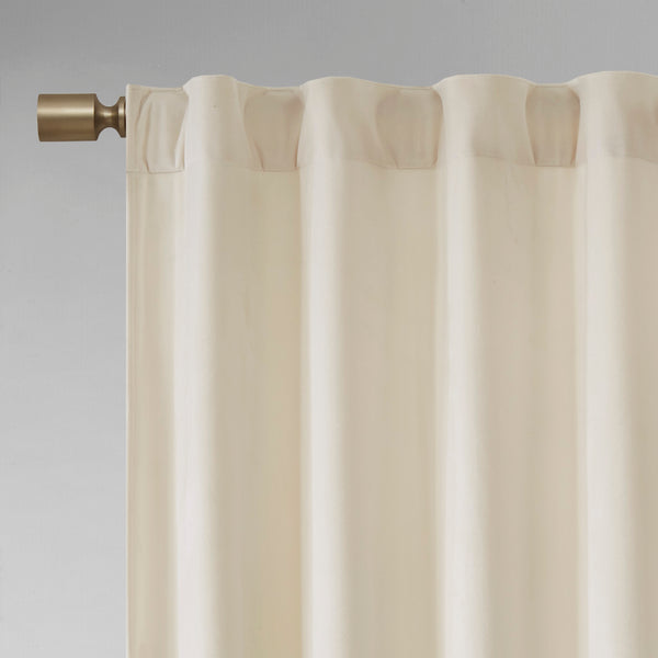 English Elm Room Darkening 510 Design Colt Poly Velvet Window Panel Pair Ivory 37x95" OEKO-TEX, Plush, Privacy Drapes B03594990