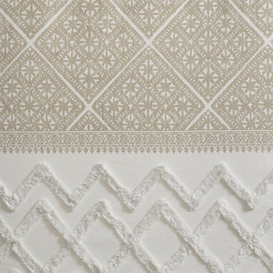 English Elm Cotton Boho-Chic Printed Curtain Panel With Chenille Detail & Lining For Elegant Window Style B03596630