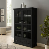 Hearth and Haven Pave 2 Doors Curio Cabinet with Adjustable Shelves and 3 Drawers, Black W1693S00004