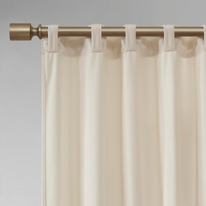 English Elm Room Darkening 510 Design Colt Poly Velvet Window Panel Pair Ivory 37x95" OEKO-TEX, Plush, Privacy Drapes B03594990