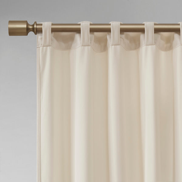 English Elm Room Darkening 510 Design Colt Poly Velvet Window Panel Pair Ivory 37x95" OEKO-TEX, Plush, Privacy Drapes B03594990