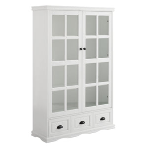 Hearth and Haven Pave 2 Doors Curio Cabinet with Adjustable Shelves and 3 Drawers, White W1693S00003