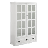 Pave 2 Doors Curio Cabinet with Adjustable Shelves and 3 Drawers, White