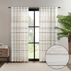 English Elm Cotton Boho Printed Curtain Panel With Tassel Trim, Light Filtering & Easy Hanging Design, 50"X84" B03596631
