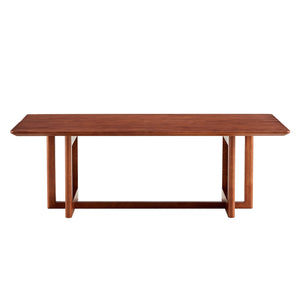 English Elm Chinese Rectangular Coffee Table - Walnut Rubberwood With Imitation Rattan For Small Spaces, Easy Assembly W1151P154605