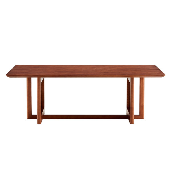 English Elm Chinese Rectangular Coffee Table - Walnut Rubberwood With Imitation Rattan For Small Spaces, Easy Assembly W1151P154605
