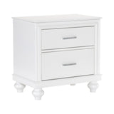 English Elm Modern Bedroom Furniture Two Drawers Nightstand 1 Piece White Finish Acrylic Crystal Drawers Wooden Furniture