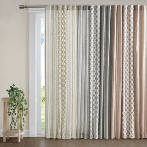 English Elm Cotton Imani Printed Window Panel with Tufted Chenille Stripe, Lined Ivory for Soft Privacy Gray 4.92 L x 12.2 W x 7.87 H B03596628