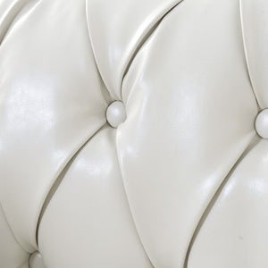 English Elm 1 Seater Pu Leather Tufted Accent Sofa with Birch Legs for Any Living Space White W680P405334