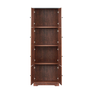 English Elm Tall Walnut Floor Cabinet with Eight Doors Four Compartments for Organized Vertical Storage W1693111252