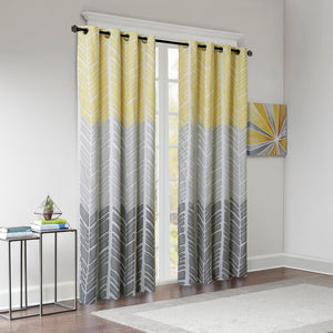 English Elm Printed Total Blackout Curtain Panel - Modern Chevron Design For Ultimate Privacy & Energy Savings B03596321-GIGA
