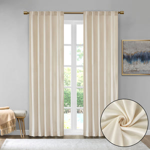 English Elm Room Darkening 510 Design Colt Poly Velvet Window Panel Pair Ivory 37x95" OEKO-TEX, Plush, Privacy Drapes B03594990