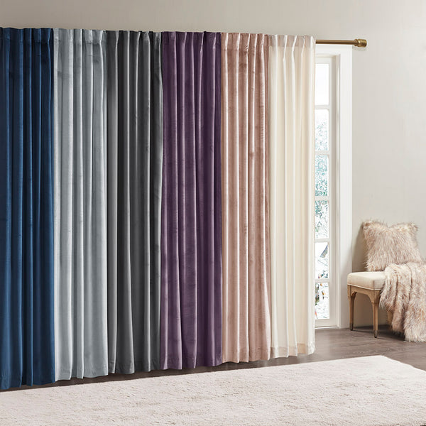 English Elm Room Darkening 510 Design Colt Poly Velvet Window Panel Pair Ivory 37x95" OEKO-TEX, Plush, Privacy Drapes B03594990