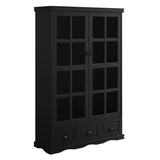 Pave 2 Doors Curio Cabinet with Adjustable Shelves and 3 Drawers, Black