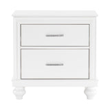 English Elm Modern Bedroom Furniture Two Drawers Nightstand 1 Piece White Finish Acrylic Crystal Drawers Wooden Furniture