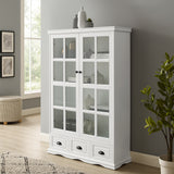 Hearth and Haven Pave 2 Doors Curio Cabinet with Adjustable Shelves and 3 Drawers, White W1693S00003