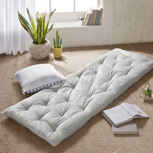 English Elm Poly Chenille Lounge Floor Pillow Cushion with Tufted Texture, Plush Polyester Fill, Travel Wrap Cozy Appeal Grey 12.99 L x 12.99 W x 27.95 H B03596312