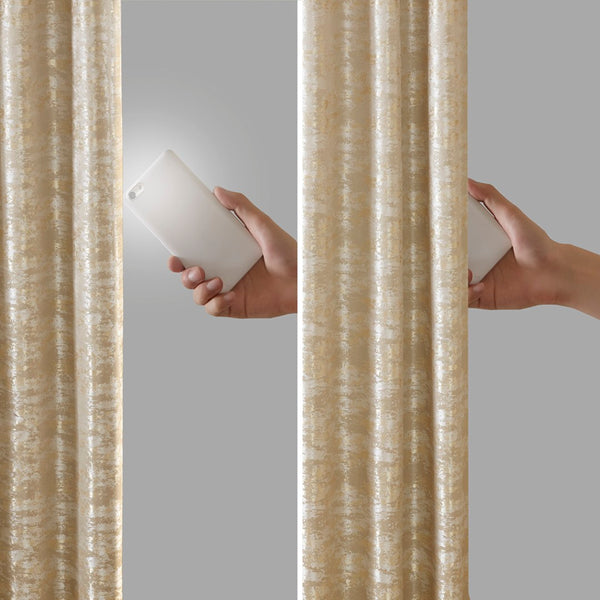 English Elm Jacquard Marble Weave Blackout Curtain Panel Gold Formal Bedroom Theater Room B03599768