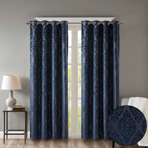 English Elm Knitted Jacquard Damask Blackout Curtain Panel - Luxurious Noise-Reducing Grommet Top Design, 50"X84" B03599817