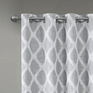English Elm Printed SunSmart Blakesly Ikat Blackout Patio Panel with Energy-Saving FoamBack, Silver Grommets, 100x84" Grey 3.54 L x 10.24 W x 12.2 H B03599825
