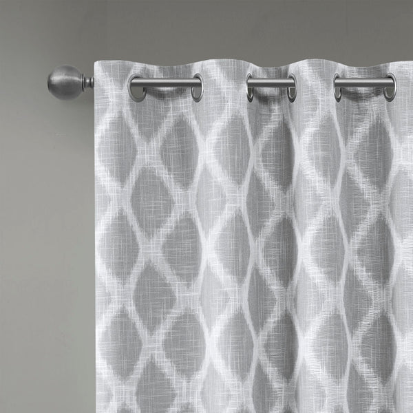English Elm Printed SunSmart Blakesly Ikat Blackout Patio Panel with Energy-Saving FoamBack, Silver Grommets, 100x84" Grey 3.54 L x 10.24 W x 12.2 H B03599825