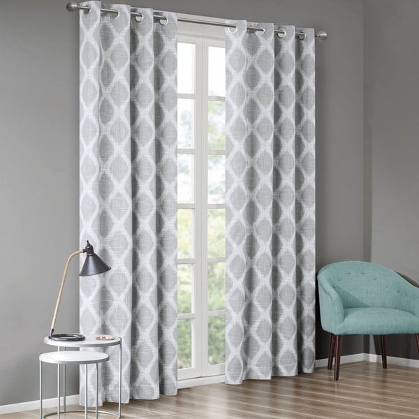 English Elm Printed Ikat Blackout Curtain Panel - Chic Grey Design For Light Control, Noise Reduction & Energy Savings B03599798-GIGA