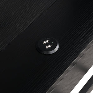 English Elm Metal Twin Size Daybed with Trundle, Built-In Shelves & USB Charging Ports for Small Spaces Black GX001118AAB