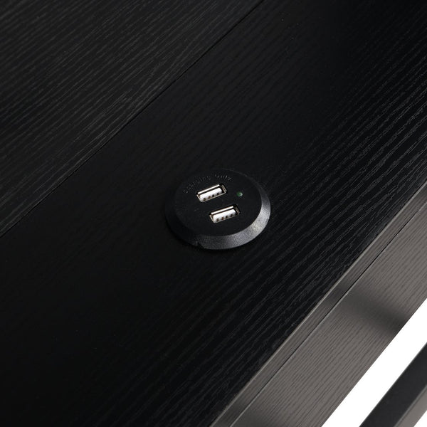 English Elm Metal Twin Size Daybed with Trundle, Built-In Shelves & USB Charging Ports for Small Spaces Black GX001118AAB