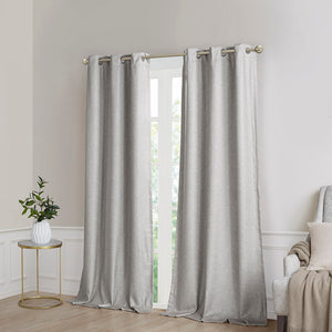 English Elm Tonal SunSmart Como Faux Silk Total Blackout Curtain Panel Pair with Thermal Foamback and Grommets Grey 6.59 L x 16.14 W x 7.48 H B03599838