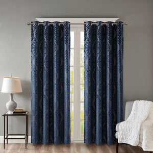 English Elm Knitted Jacquard Damask Blackout Curtain Panel - Luxurious Noise-Reducing Grommet Top Design, 50"X84" B03599817