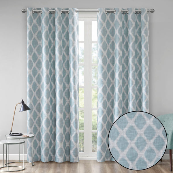English Elm Printed Ikat Blackout Curtain Panel - Stylish Light Blocking, Noise Reducing, Energy Efficient Design B03599801-GIGA