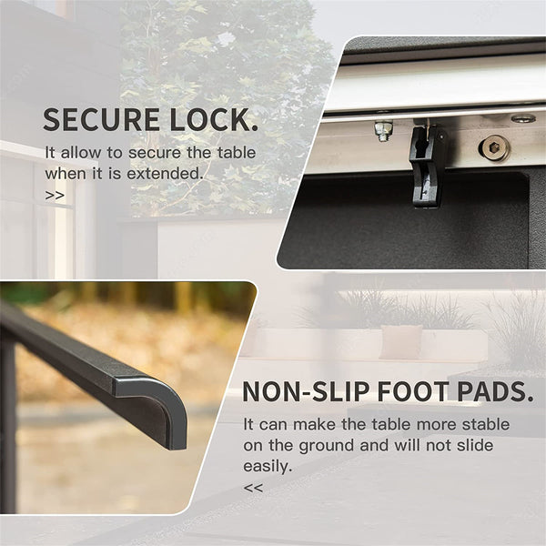 English Elm Patio Expandable Aluminum Dining Table for 4-8, Dark Brown Rectangular Outdoor Table, Versatile Length Adjusts W1859111371