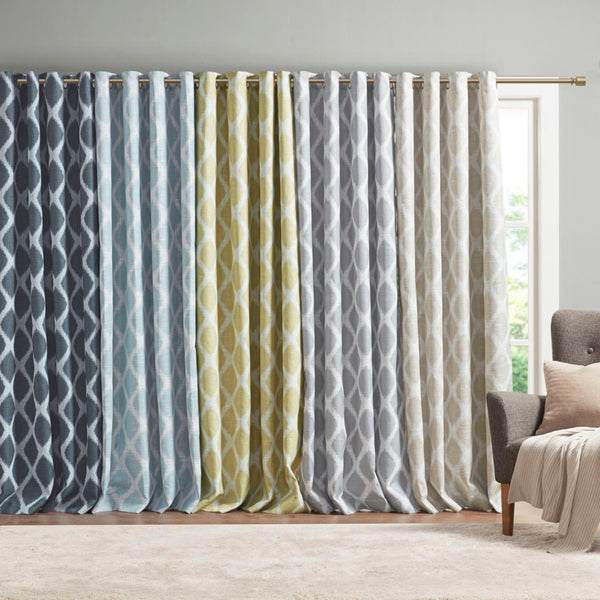 English Elm Printed Ikat Blackout Curtain Panel – Stylish Energy-Efficient Window Treatment For Modern Rooms B03599802-GIGA