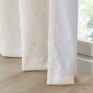 English Elm Tonal SunSmart Como Faux Silk Total Blackout Curtain Panels Pair with Thermal Foam‑Back, Grommet Top Ivory 6.59 L x 16.14 W x 6.69 H B03599833