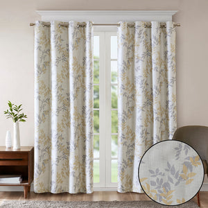 English Elm Printed Botanical Blackout Curtain Panel — SunSmart Julie textured polyester slub with noise-reducing foamback for energy savings and privacy, silver grommet top, 50x95" Yellow 3.05 L x 10.24 W x 8.66 H B03599780