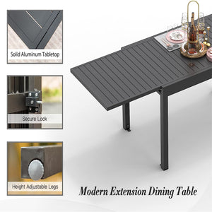 English Elm Patio Expandable Aluminum Dining Table for 6-8 | Weatherproof, Rust-Resistant Rectangular 88.98" W1859112382