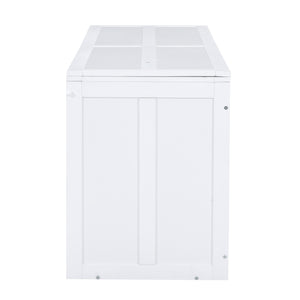 English Elm Queen Space-Saving Murphy Bed with Rotating Desk and Built-In Shelves, Solid Wood Cabinet Design, 600lb Capacity White GX000340AAK