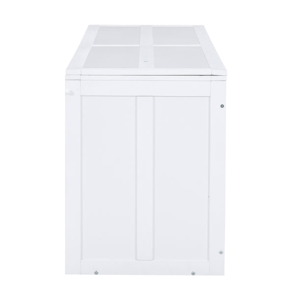 English Elm Queen Space-Saving Murphy Bed with Rotating Desk and Built-In Shelves, Solid Wood Cabinet Design, 600lb Capacity White GX000340AAK