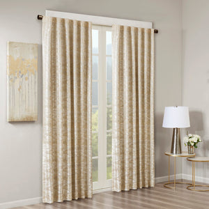 English Elm Jacquard Marble Weave Blackout Curtain Panel Gold Formal Bedroom Theater Room B03599768