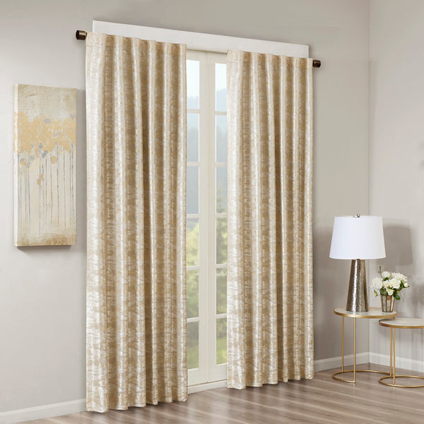 English Elm Jacquard Marble Weave Blackout Curtain Panel Gold Formal Bedroom Theater Room B03599768