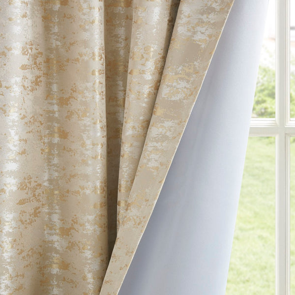 English Elm Jacquard Marble Weave Blackout Curtain Panel Gold Formal Bedroom Theater Room B03599768